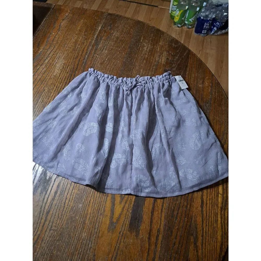 New Girls XL Gap Kids Grey Purple Elastic Drawstring Waist Lined Skirt